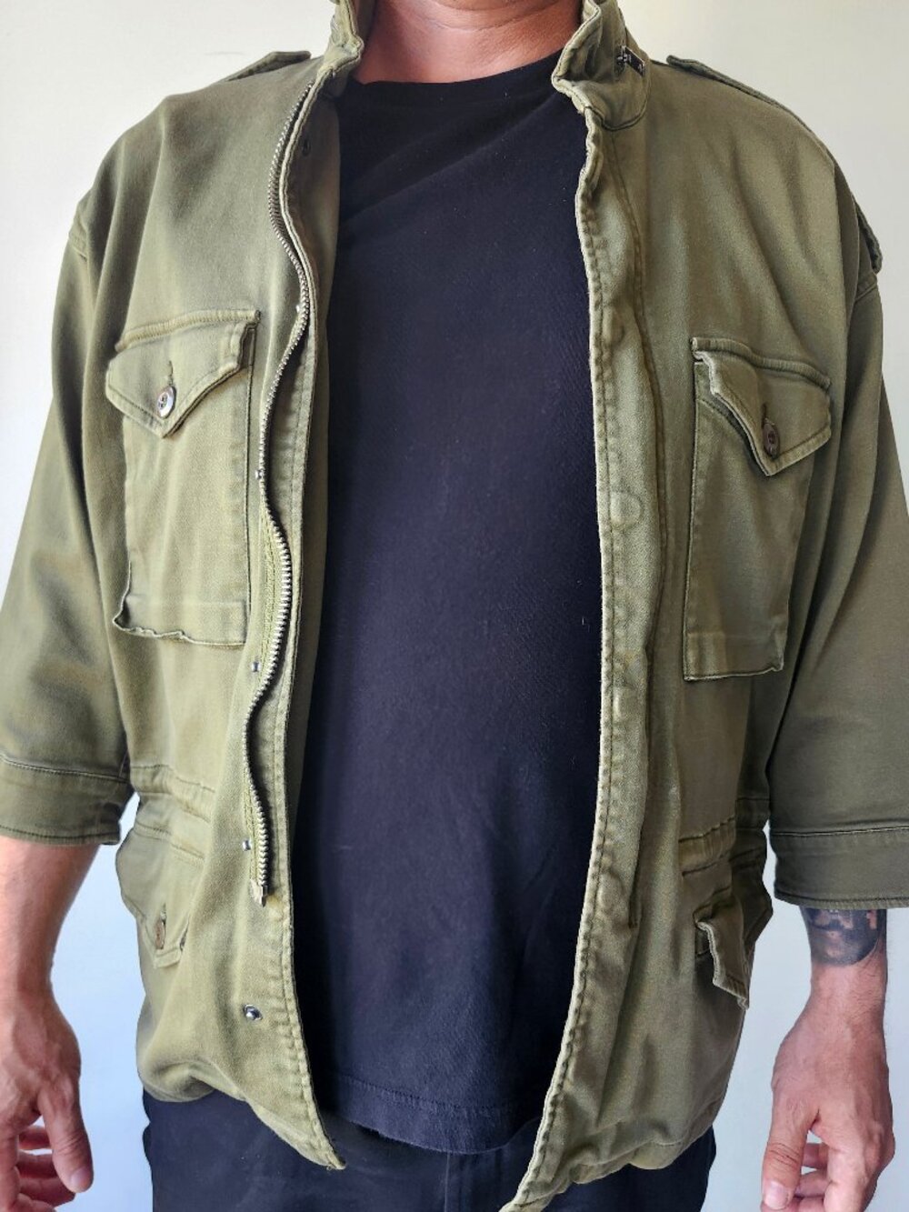 Army Olive Green William Rast Sires Utility Pocket Jacket w/ Hood